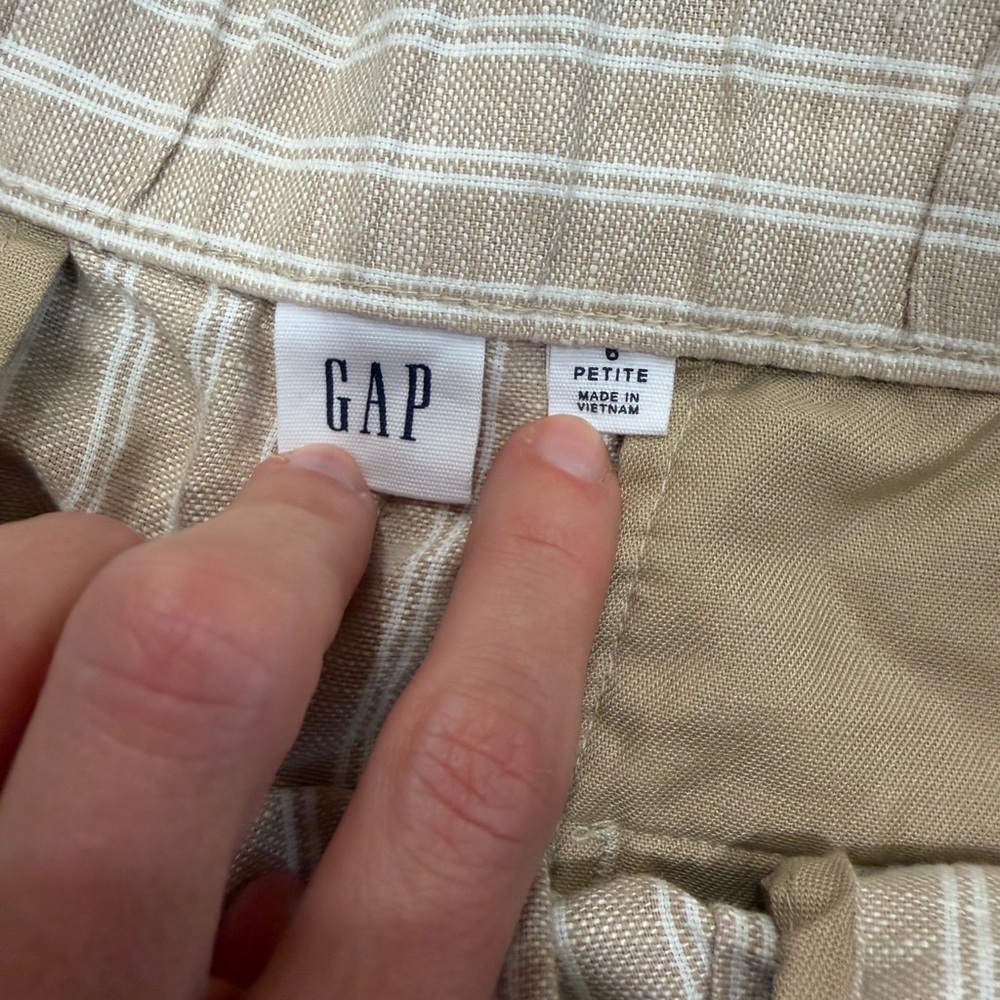 GAP Beige and White Vertical-Stripe Wide Leg Trousers - Picture 6 of 7